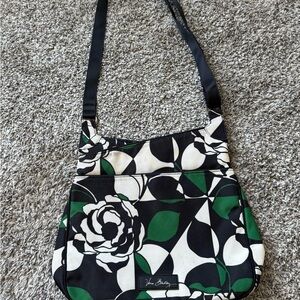 Vera Bradley Black and Green Floral Shoulder Bag